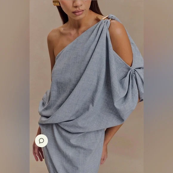 Meshki One-Shoulder Light Blue Dress - Picture 4 of 8